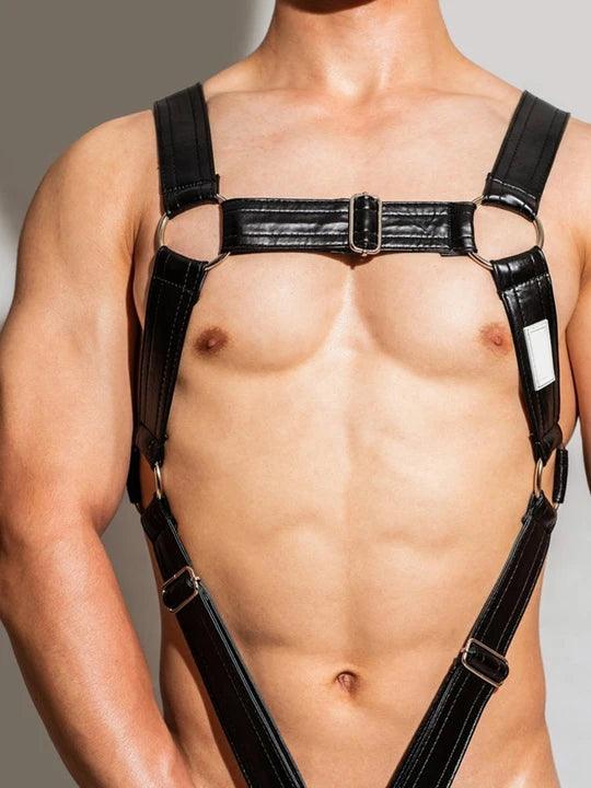 D.M Men's Sexy One-piece Leather Erotic Straps Harness Thong - KB027 - YDressup