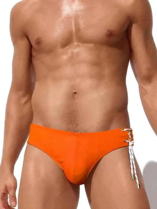 Men's Single Side Tether Low Rise Swim Briefs - YK035 - YDressup