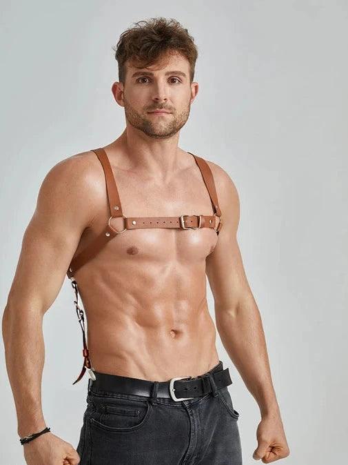 Men's Leather Harness Wearing Suit Adjustable Chest Harness - KB001