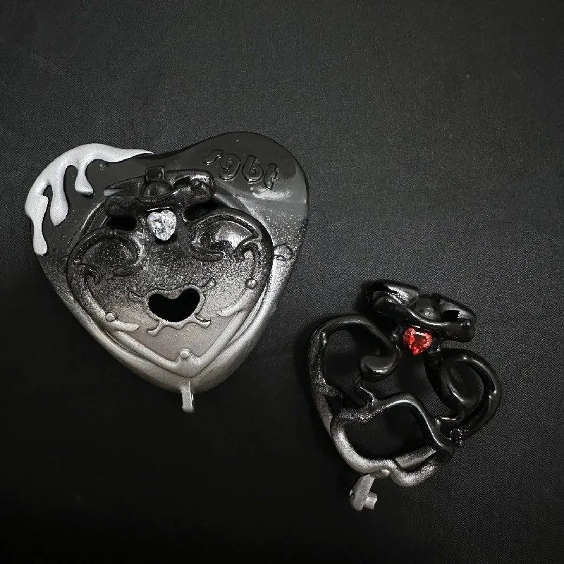 Sissy Spade Chastity Cage with Secure Lock Ring - YJS006