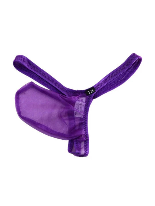 Men's Sheer Mesh Thong: Transparent Elephant Trunk Design - DZK006
