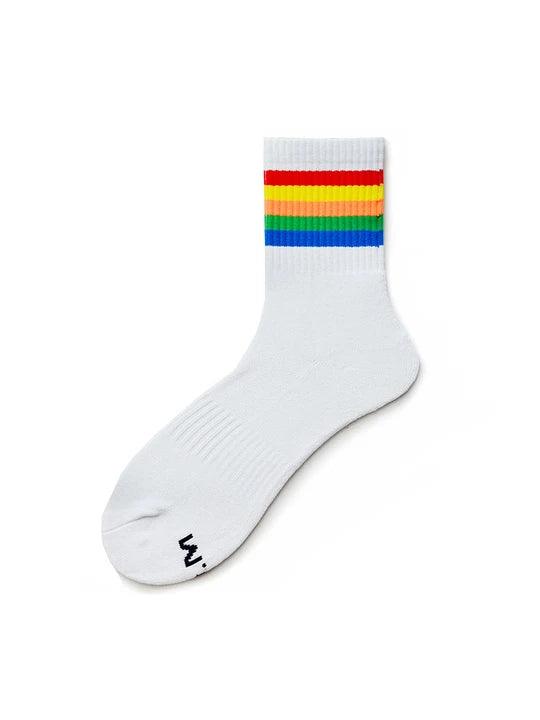 D.M Rainbow Striped Sports Cotton Socks - WZ002