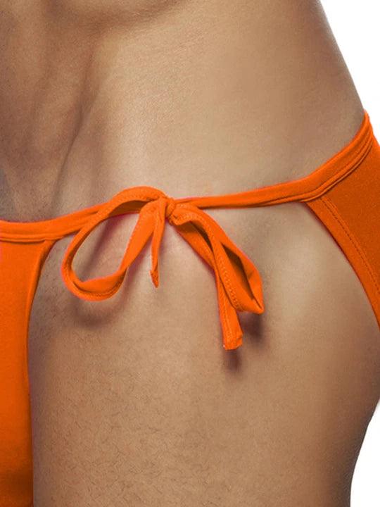 Men's Solid Colour Lace-up Sexy Swim Briefs - YK002