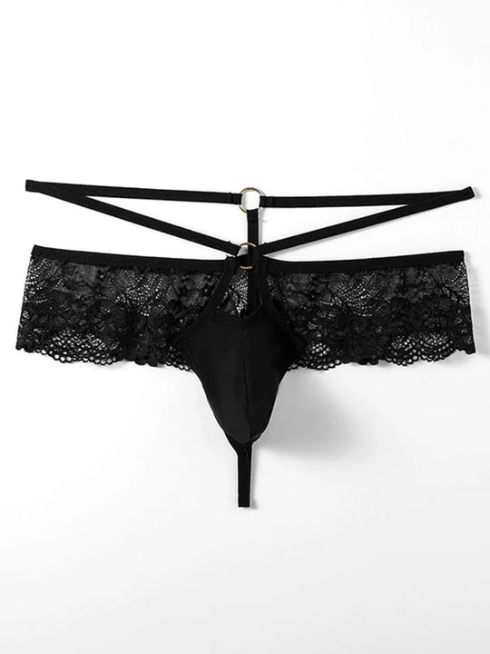 Men's Floral Lace Thong - Nylon & Spandex Stretch - GZK001 - YDressup