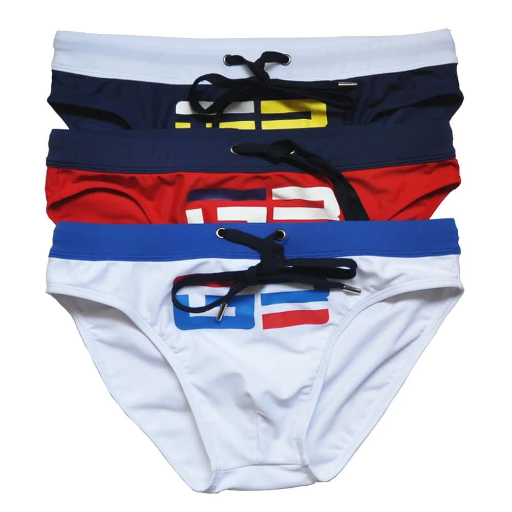 Men's Colorblock Printed Sexy Triangle Swimwear - YK047 - YDressup