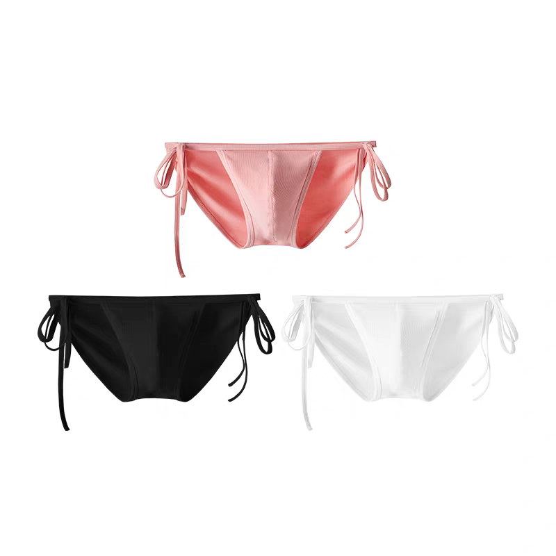 Men's Sexy Ribbed Bow Adjustable Detachable Triangle Underwear - YK054 - YDressup