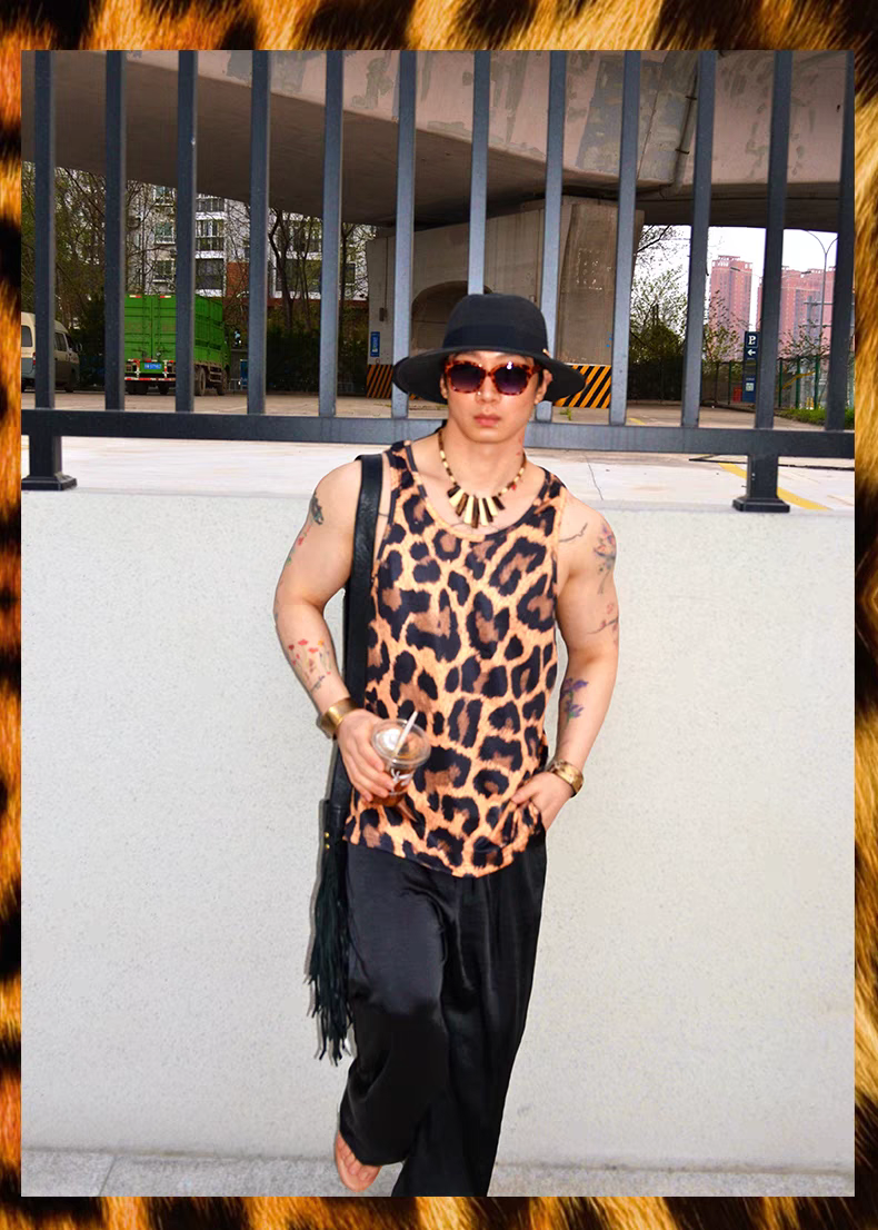 Hip Hop American Street Style Loose Casual Printed Leopard Print Sports Tank Top - SBS067