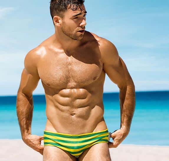 Men's Aquatic Rhythms Striped Swim Briefs - YK019 - YDressup