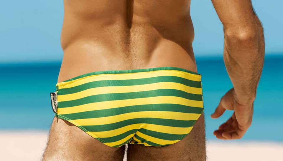 Men's Aquatic Rhythms Striped Swim Briefs - YK019 - YDressup