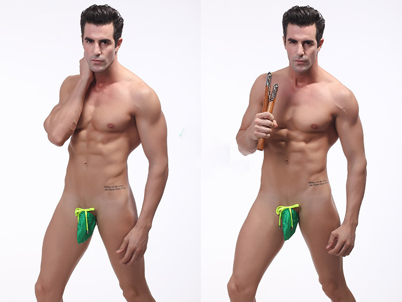 Men's Quick-Dry Nylon Color-Blocked Sexy Gun Pouch Swim Trunks - YK049 - YDressup