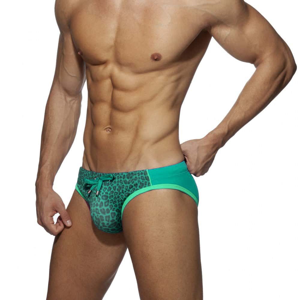 Men's Leopard Printed Anti-Awkward Cup Swim Briefs - YK027 - YDressup