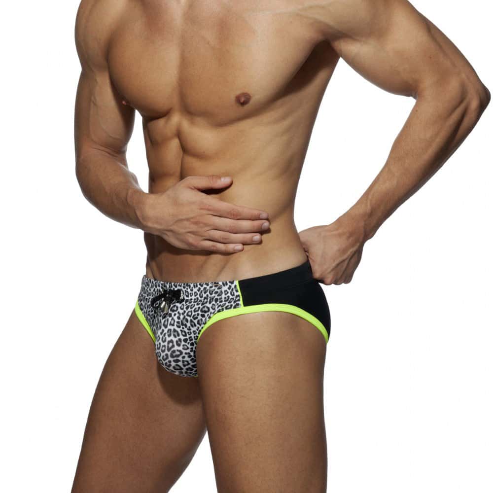 Men's Leopard Printed Anti-Awkward Cup Swim Briefs - YK027 - YDressup