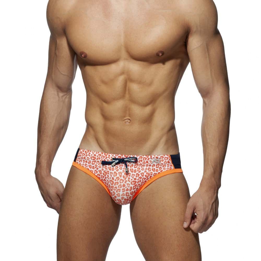 Men's Leopard Printed Anti-Awkward Cup Swim Briefs - YK027 - YDressup