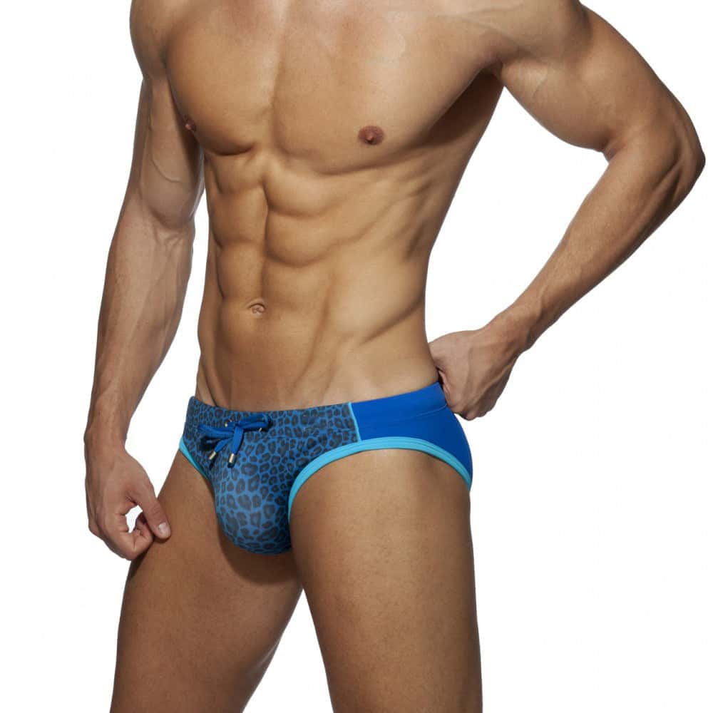 Men's Leopard Printed Anti-Awkward Cup Swim Briefs - YK027 - YDressup