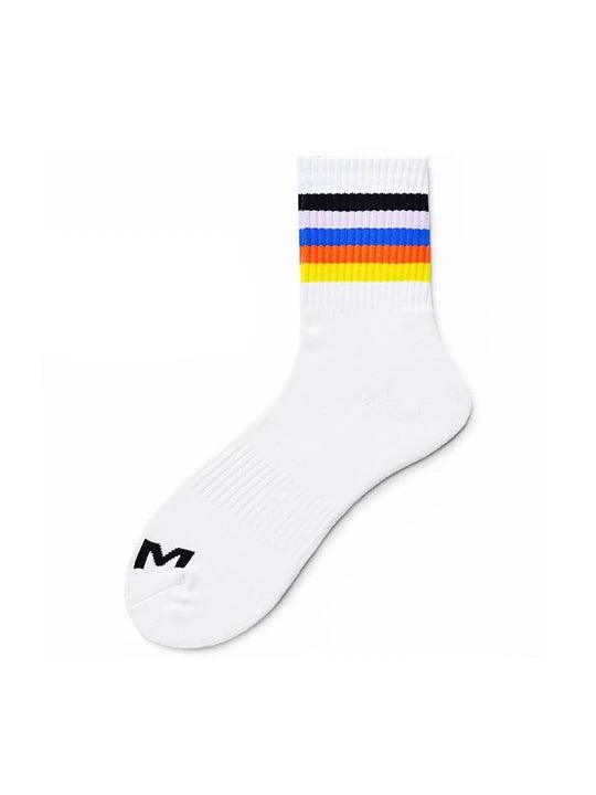D.M Rainbow Striped Sports Cotton Socks - WZ002
