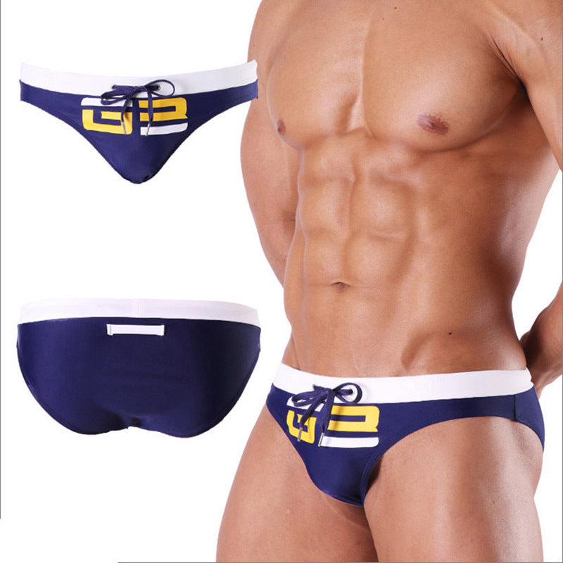 Men's Colorblock Printed Sexy Triangle Swimwear - YK047 - YDressup