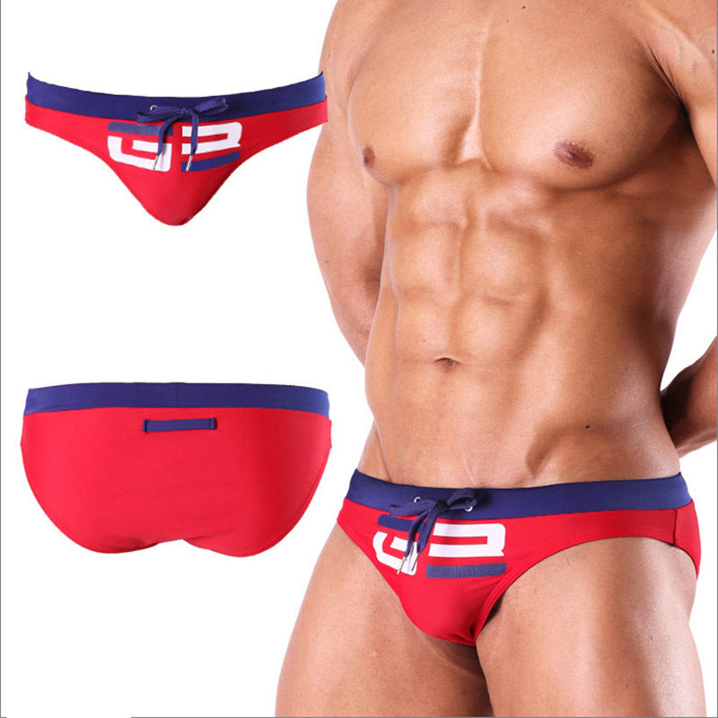 Men's Colorblock Printed Sexy Triangle Swimwear - YK047 - YDressup