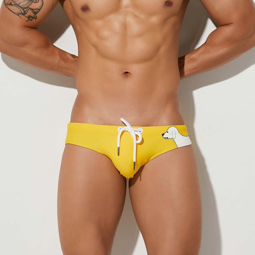 Low-Rise Cute Dog Print Swim Briefs - YK038 - YDressup
