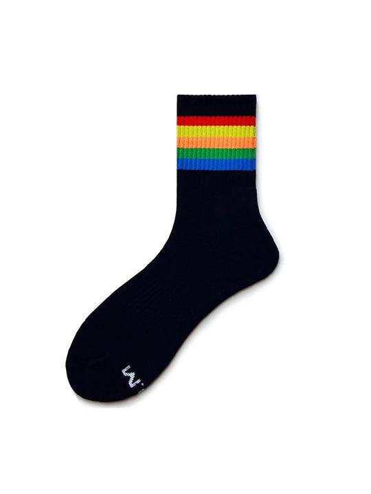 D.M Rainbow Striped Sports Cotton Socks - WZ002