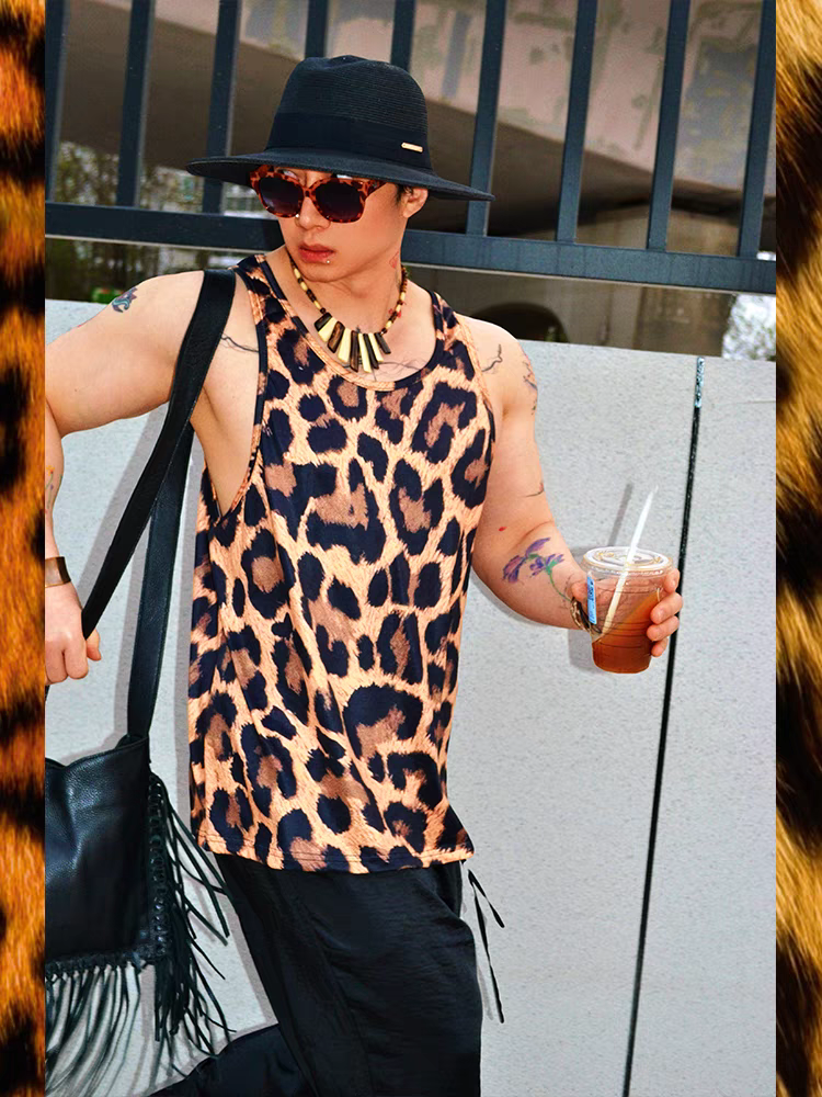 Hip Hop American Street Style Loose Casual Printed Leopard Print Sports Tank Top - SBS067