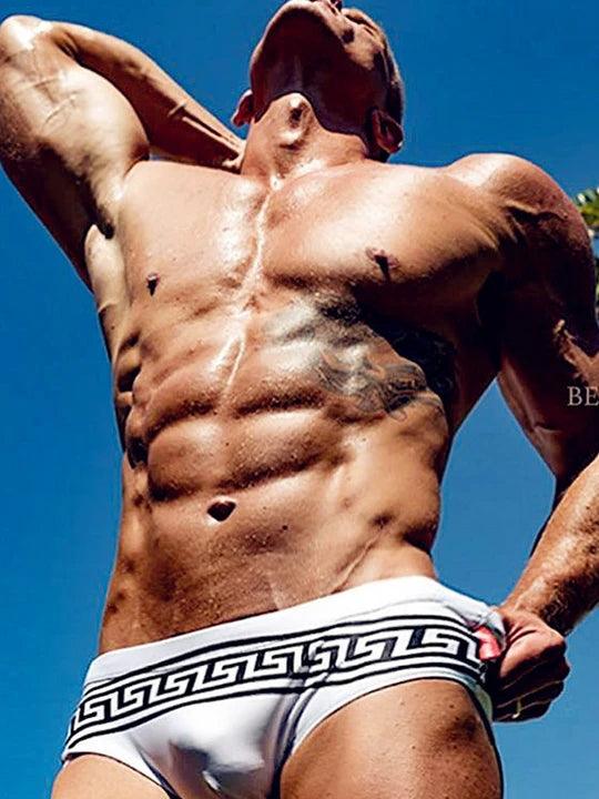 Low Waist Sexy Print Sports Triangle Swim Briefs - YK009
