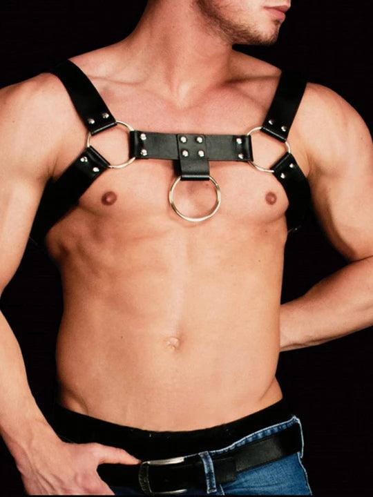 Leather Bull Dog Harness - Black - KB006