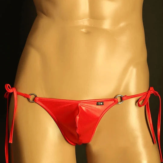 Men's Metal Ring Thong - Adjustable Lace-Up for Bold Style - DZK014 - YDressup