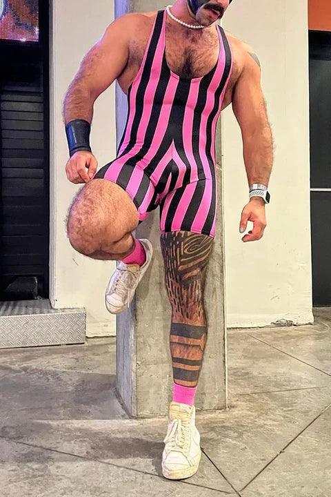 Rainbow Striped Patchwork Sleeveless Singlet U-Neck Romper - YNY093