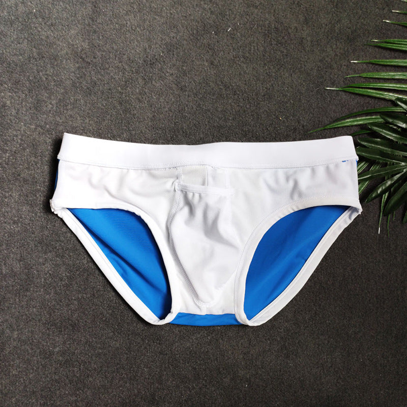 Men's Rainbow Color-Blocked Enhancing Low Rise Swim Briefs - YK067