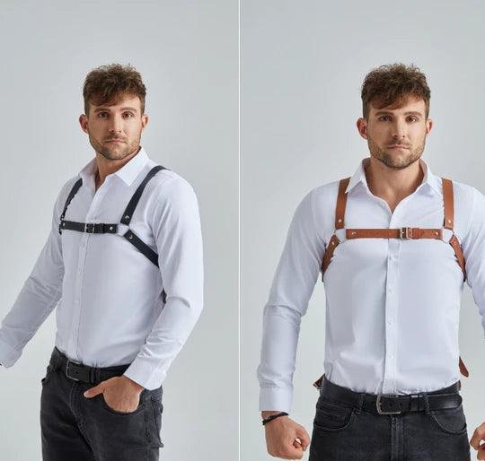 Men's Leather Harness Wearing Suit Adjustable Chest Harness - KB001