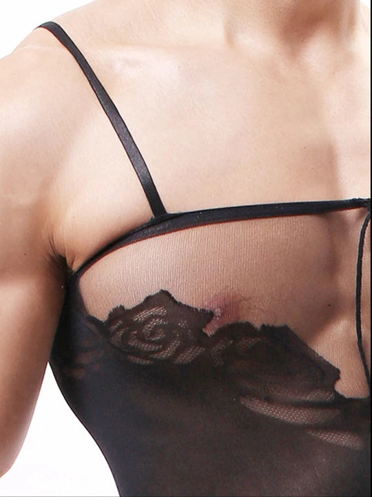 Men's Camisole Jacquard Silky One Piece Stockings - LTW017 - YDressup