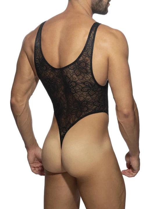 Men's Floral Lace High-Cut Briefs Bodysuit - LTY014 - YDressup