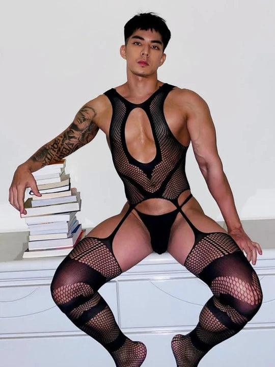 Black Sexy Spandex Bodysuit - YNY008