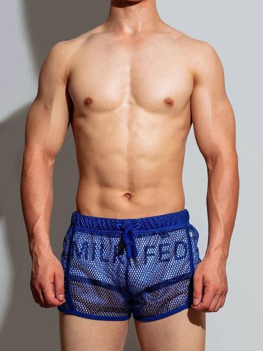D.M Sexy Mesh Breathable Home Boxer Shorts - PJK008 - YDressup