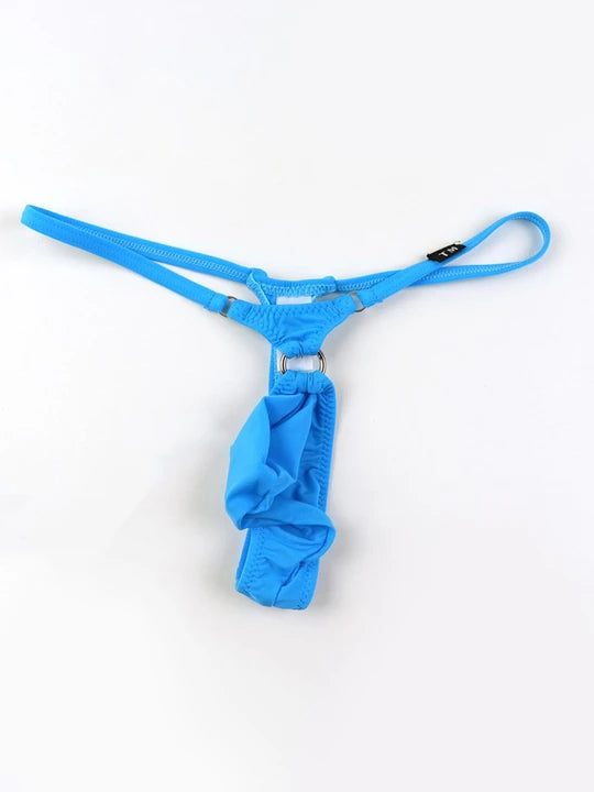 Men's Low-waist Iron Rings Solid Color Thongs - DZK048 - YDressup