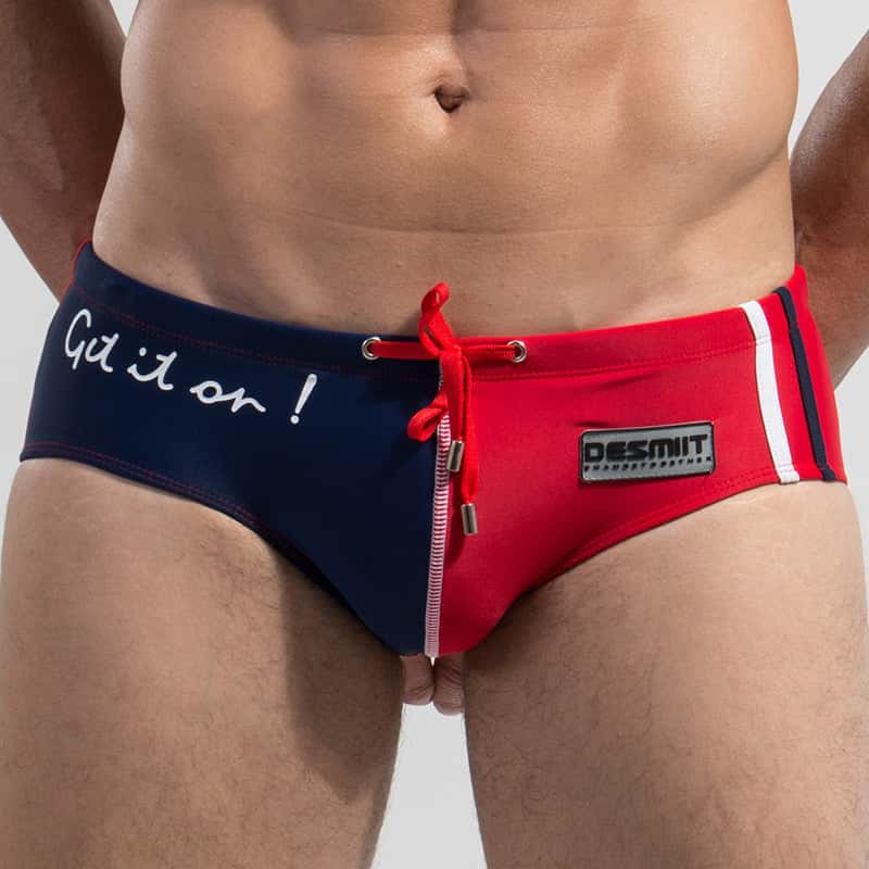 Men's Triangle Low Waist Colorblock Drawstring Beach Swimwear - YK046 - YDressup