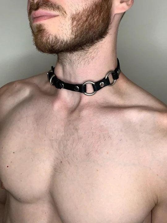 Vintage Leather Cord Choker Clavicle Chain - Black - KB008