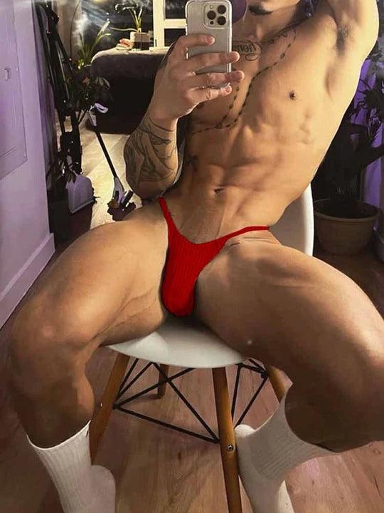 Men's Solid Color Low Rise High Cut Thongs - DZK020 - YDressup