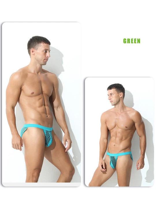 Men's Hollow Out High Rise Breathable Polyester Briefs - SJK024 - YDressup