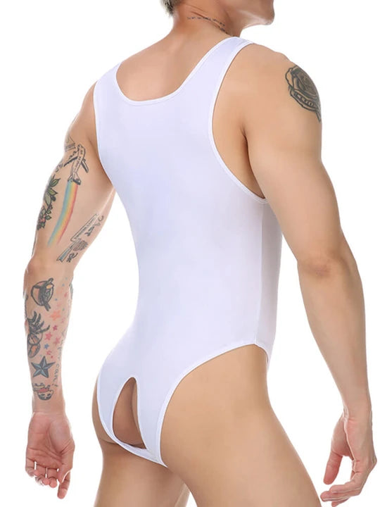 Men's Sexy Sleeveless Elastic Back Open Bodysuit - LTY040 - YDressup