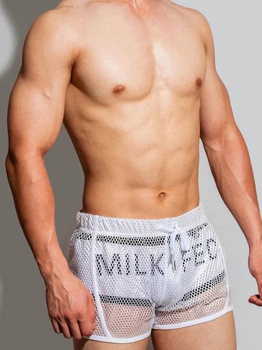 D.M Sexy Mesh Breathable Home Boxer Shorts - PJK008 - YDressup