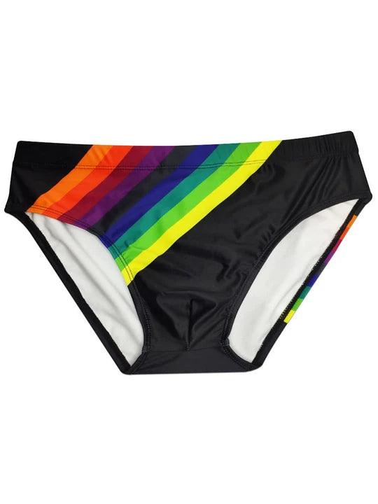 Men's Rainbow Print Low Waist Triangle Swim Briefs - YK014 - YDressup