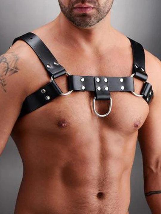 Leather Bull Dog Harness - Black - KB006