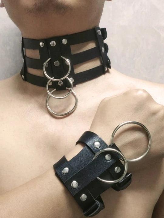Corset Leather Collar Bracelet Set - KB028 - YDressup