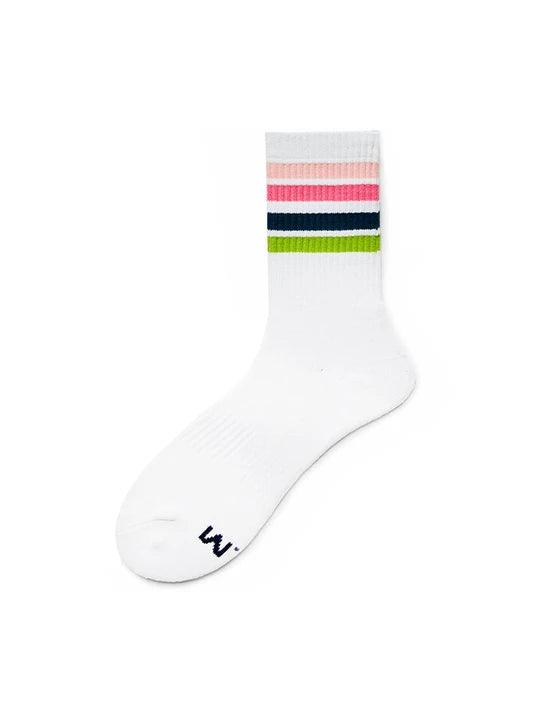 D.M Rainbow Striped Sports Cotton Socks - WZ002
