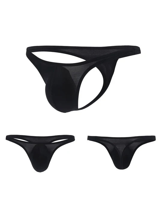 Men's Ice Silk Nylon Low-Rise Thong - DZK011 - YDressup