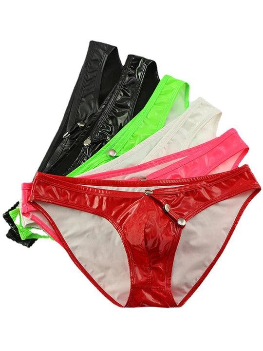 Sexy Faux Leather U Convex Briefs for Men - SJK045