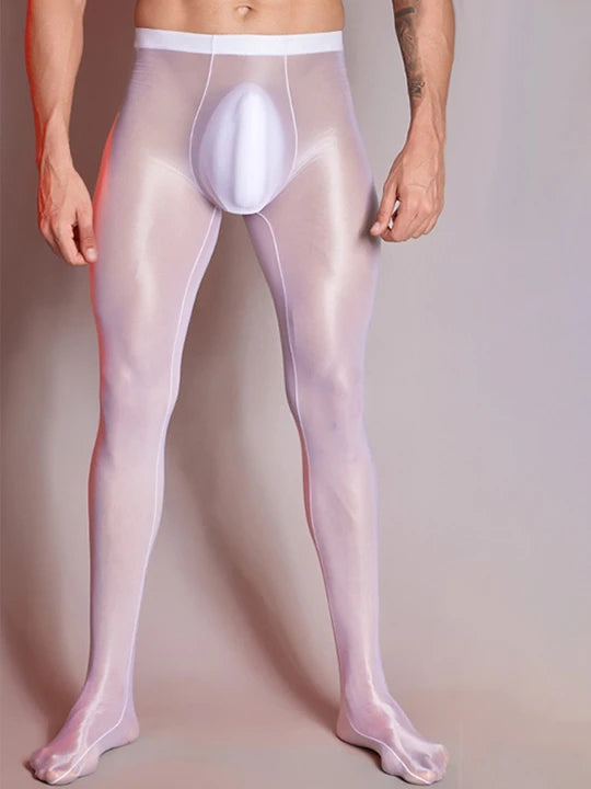 Men's Glossy Skin Tight Sheer Pantyhose - CW025 - YDressup