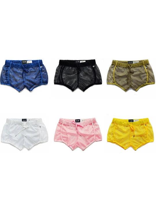 D.M Sexy Mesh Breathable Home Boxer Shorts - PJK008 - YDressup