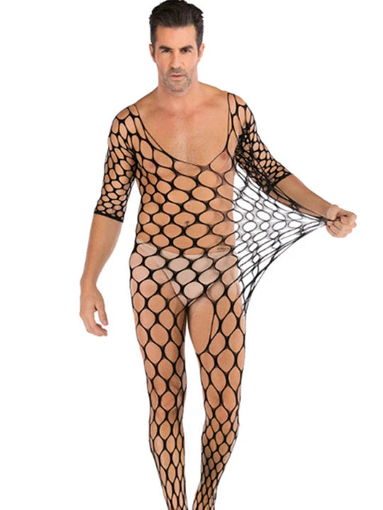 Hollow Temptation Men's Fishnet Pantyhose - LTW014 - YDressup